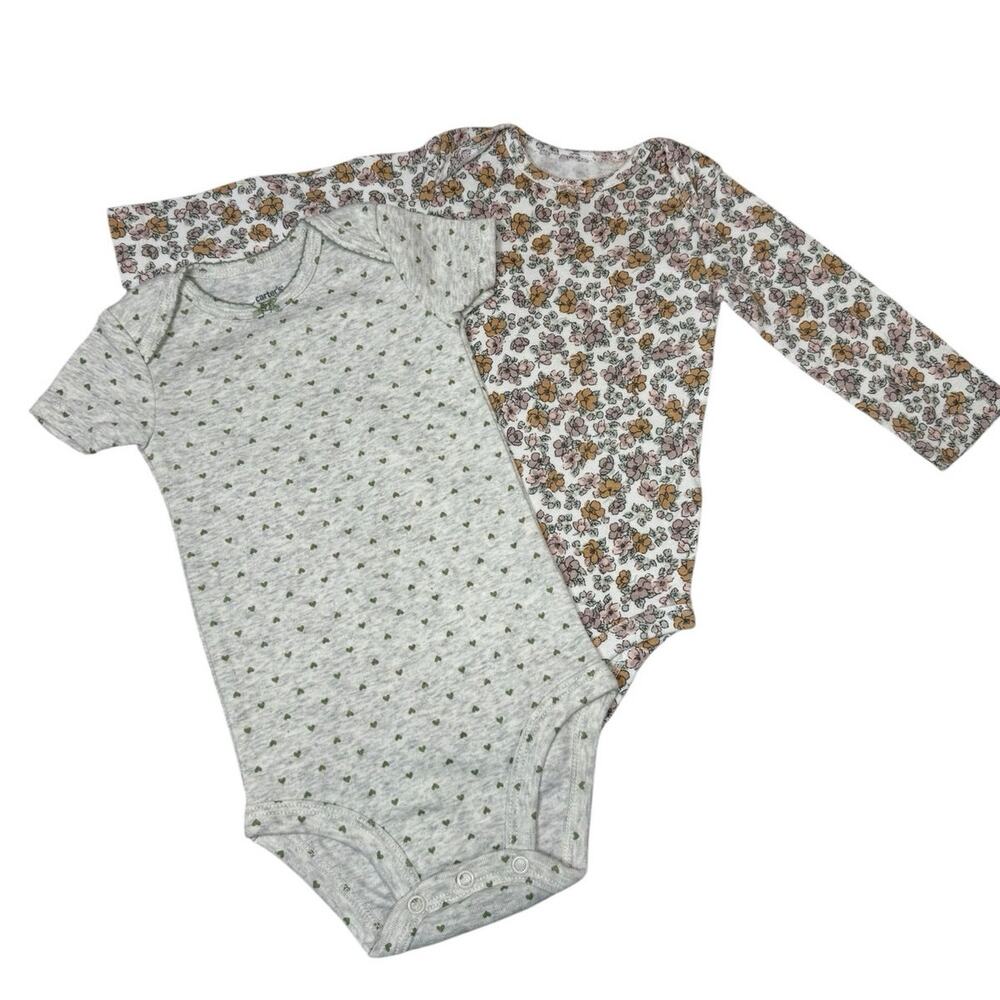 Carter's Bodysuit Bundle Baby Girl Flowers Hearts 9 Months